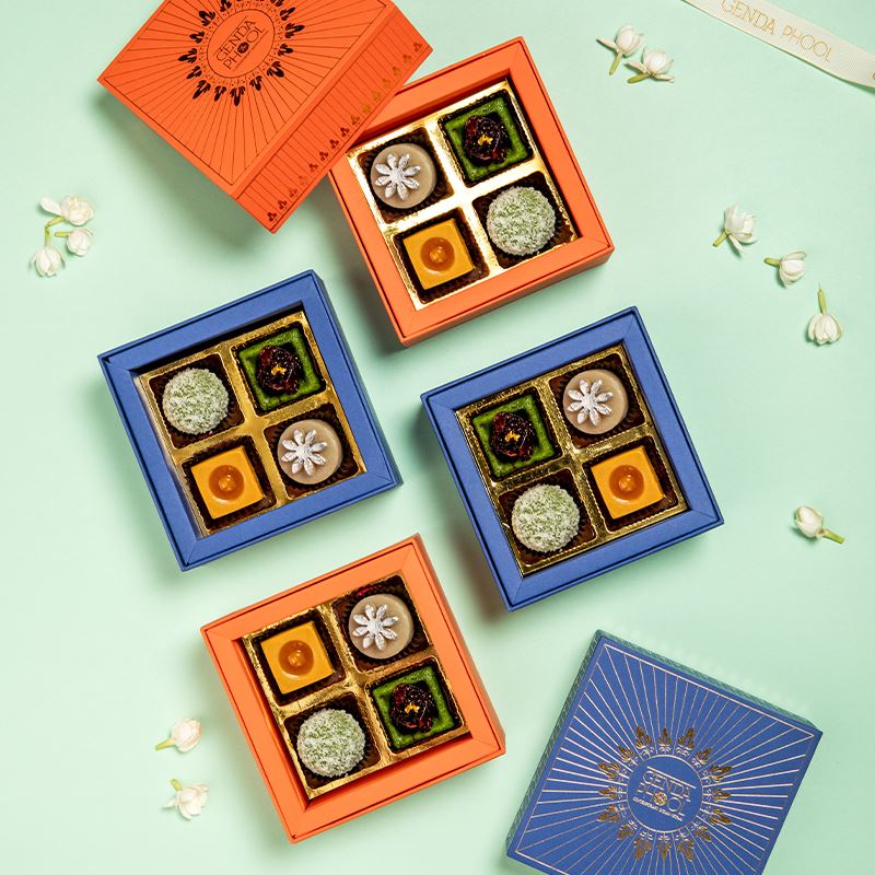 Garnet Box · Box of 4 Assorted Mithais