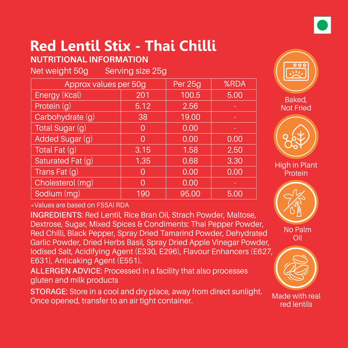 Red Lentil Stix – Thai Chilli