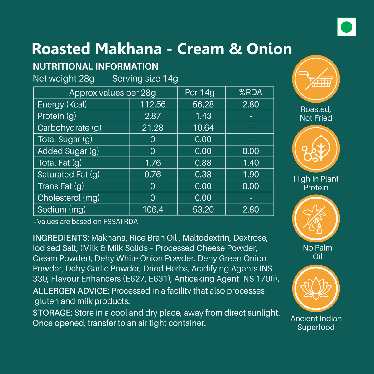Roasted Makhana – Cream & Onion