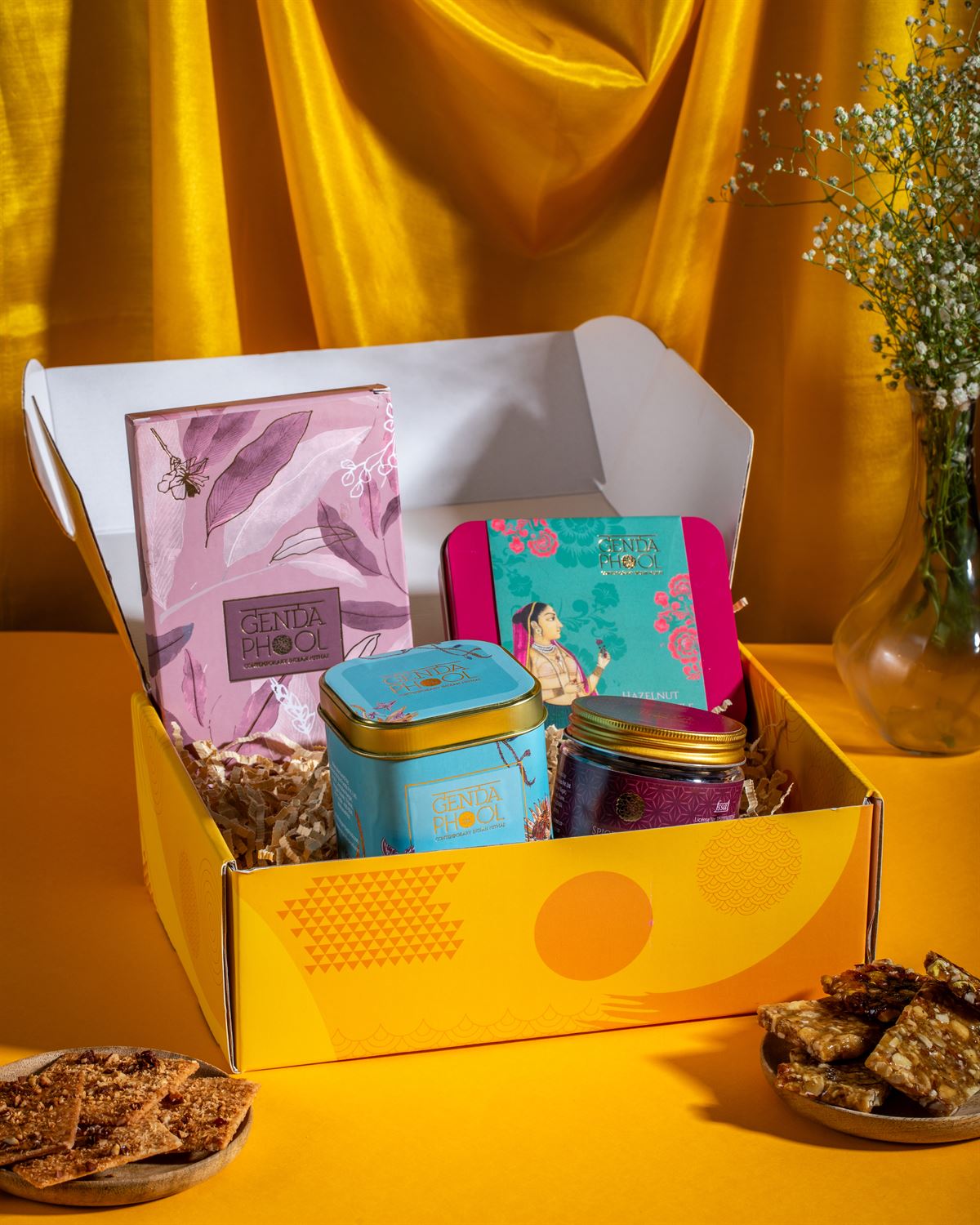 Marigold Gift Box with Mithai Bites