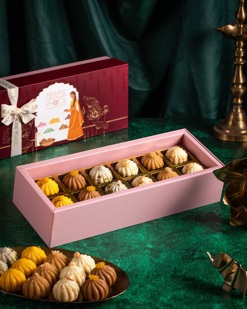 Genda Phool box of 12 assorted modaks