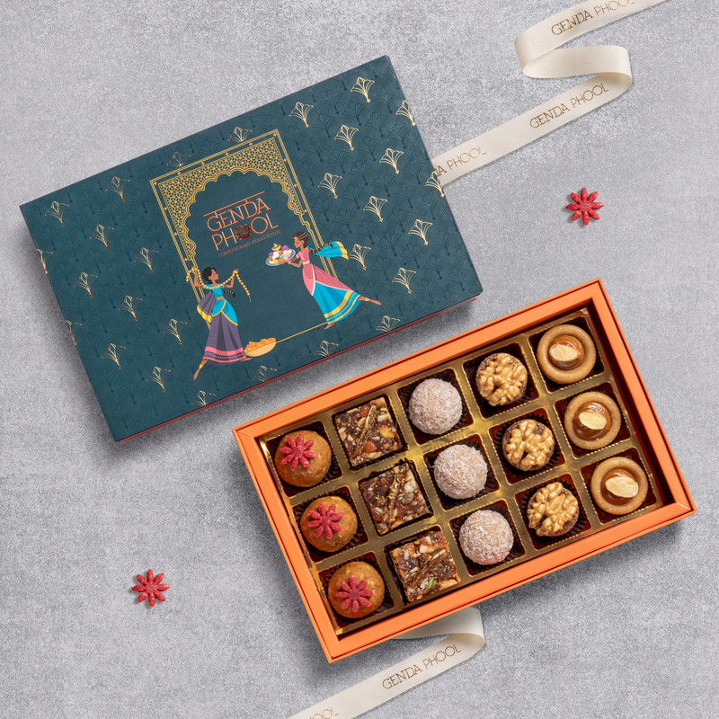 Genda Phool 15 piece refined sugar free mithai box