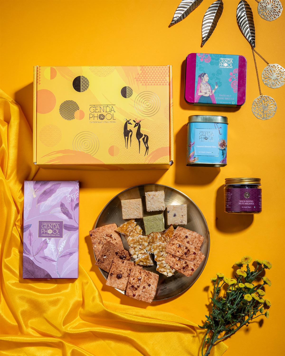 Marigold Gift Box with Mithai Bites