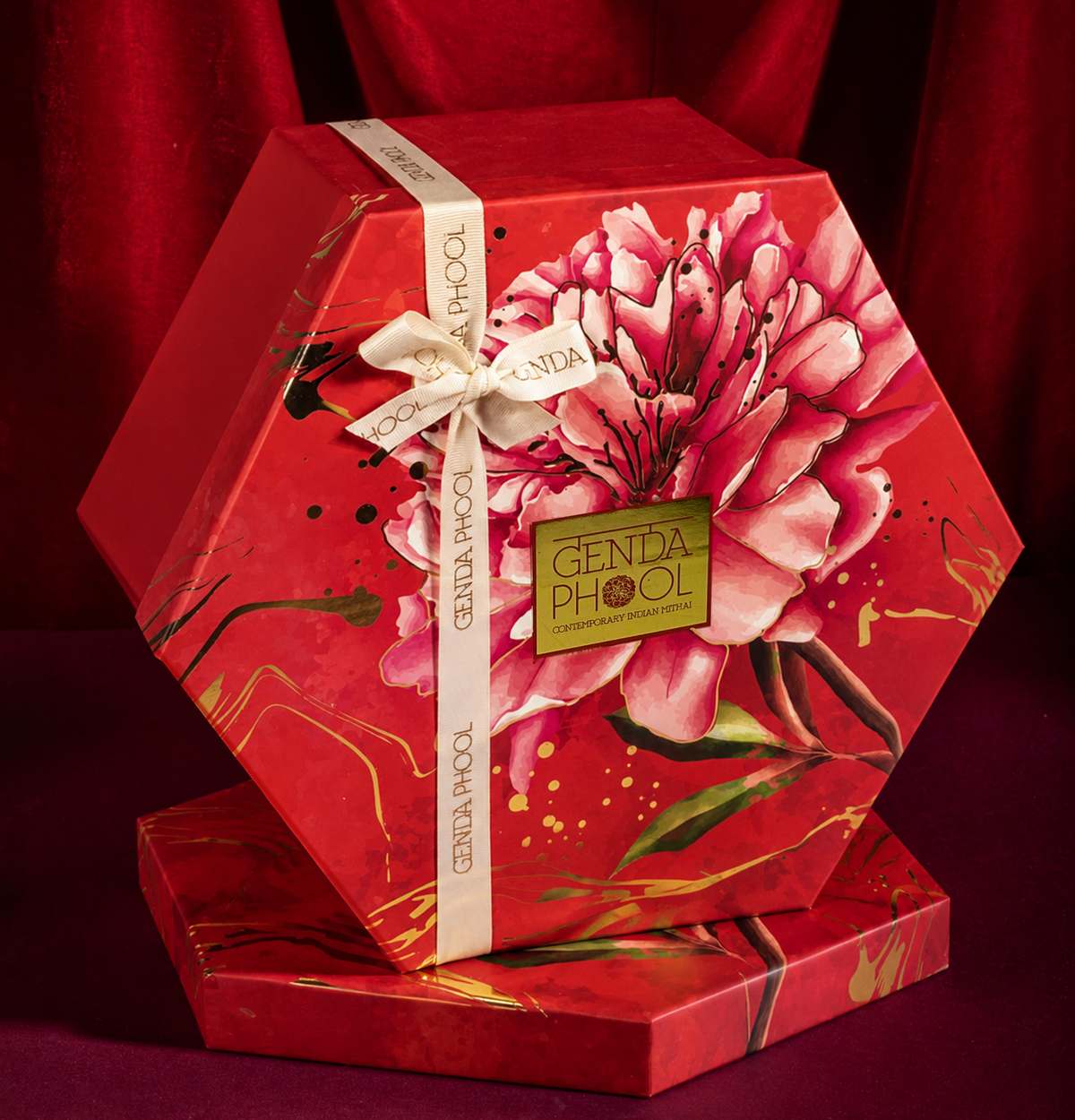 Genda Phool premium anniversary hamper with mithai and gourmet snacks